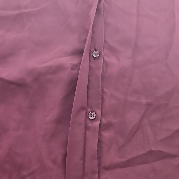 H&M Sheer Sleeveless Button-Down Summer Top Size 2 Burgandy - Picture 11 of 16